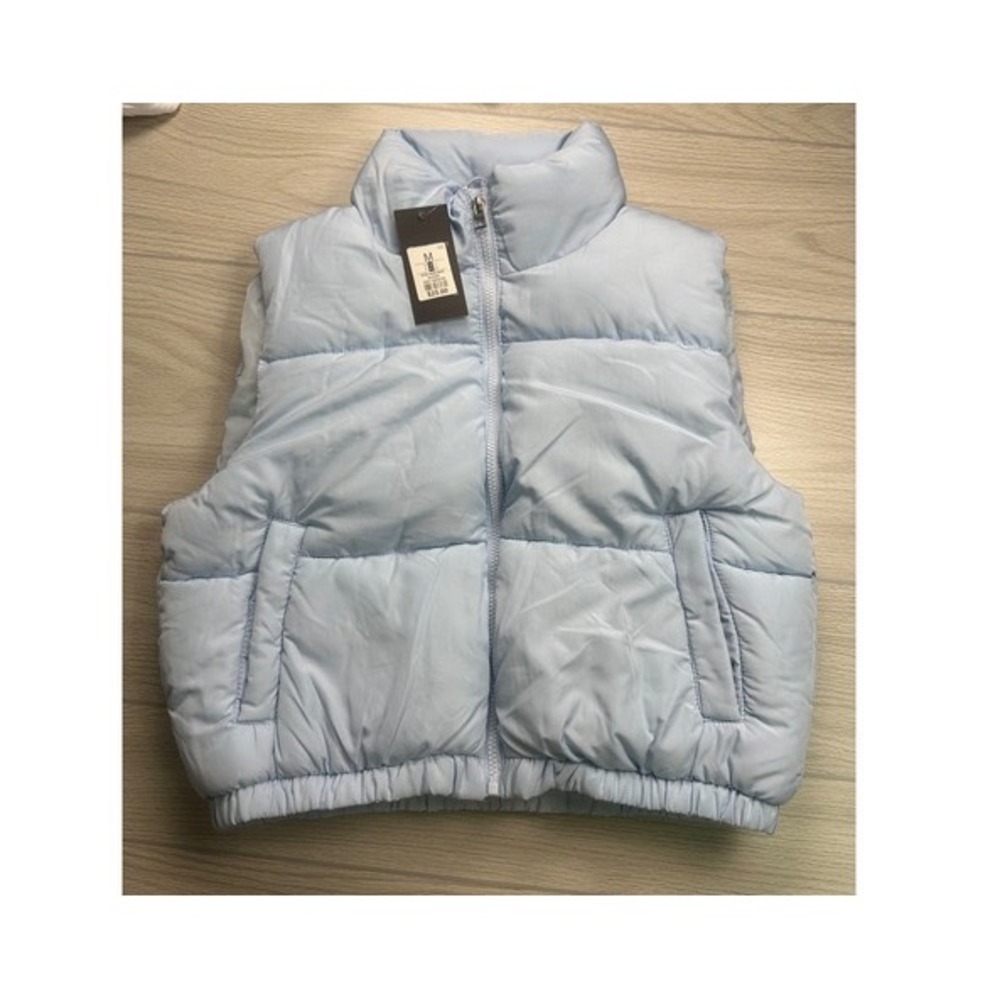 Streetwear Society Puffer Vest Light Blue Mock Neck Zip Front Women's Size M